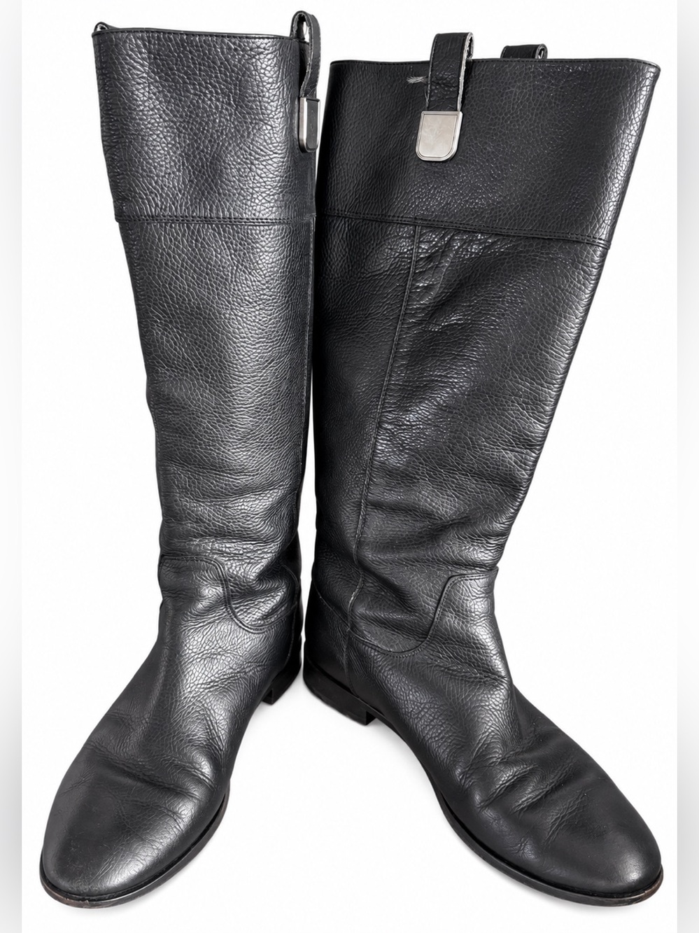 Banana Republic Black Pebble Leather Knee High Riding Boots Equestrian Style 6.5